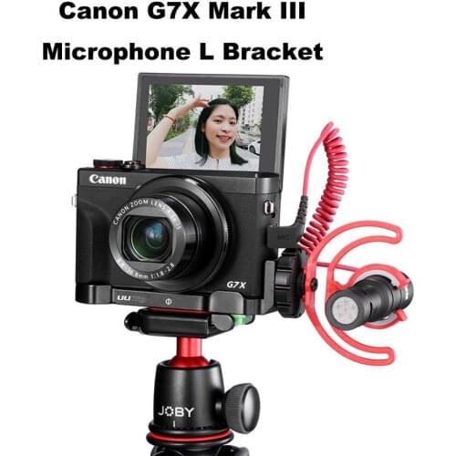 UUrig R016 Microphone L Plate for Canon G7X Mark III Comfortable Aluminum L Bracket with Cold Shoe for Microphone LED Light