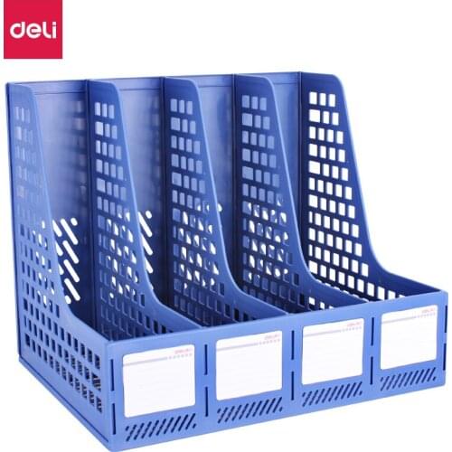 Deli Four Openwork Desktop File Box Four Columns with Label Stable File Bar / File Basket / Data Frame Office Supplies 27888