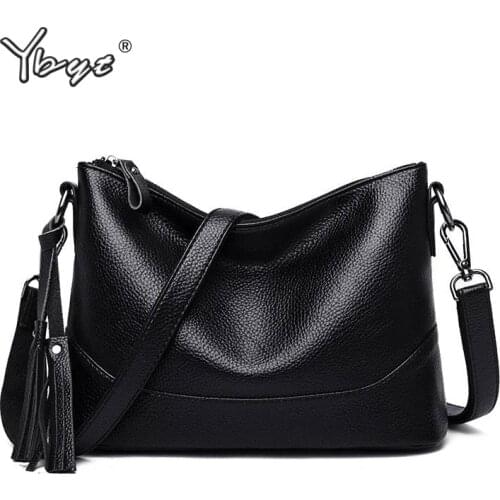 YBYT fashion crossbody bags for women 2020 high quality soft PU leather luxury handbags tassel ladies shoulder bag black bag