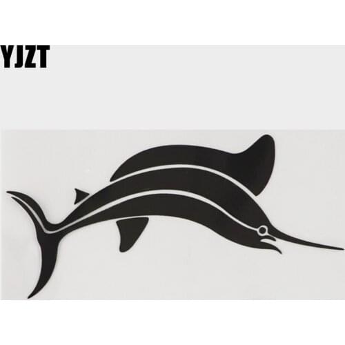 YJZT 13.9CM×6.7CM Personality Vinyl Fish Black/Silver Decal Car Sticker 18A-0302