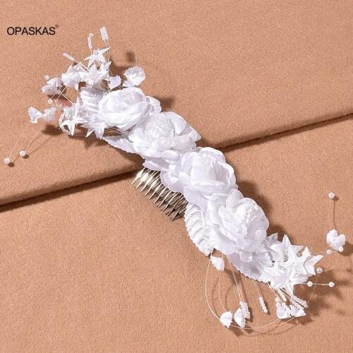 White Flower Hairpin Headdress Large Comb Back Comb Hair Ornament Bridal Wedding Hair Accessories Soft and Comfortable PT