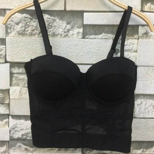 S M L XL Fashion Mesh Push Up Bralet Womens Corset Bustier Bra Night Club Party Sexy Cropped Top Vest
