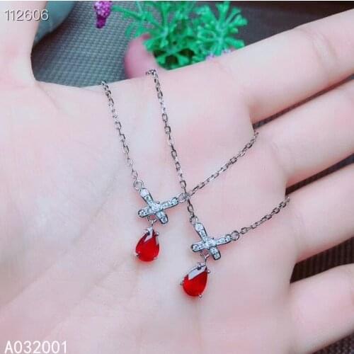 KJJEAXCMY Fine Jewelry Natural Ruby 925 Sterling Silver Women Gemstone Pendant Necklace Chain Support Test Luxury Hot Selling