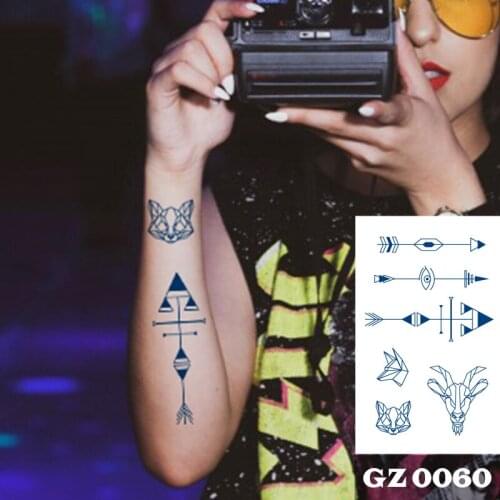 1Pcs Herbal Extracts Juice Arrow Tattoos Body Art Waterproof Temporary Tattoo Sticker Fox Deer Head Arm For Men Women