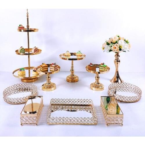 10 PC European Style Crystal Metal Wedding Cupcake plate Rack Holiday Party DisplayTray Cake Stand