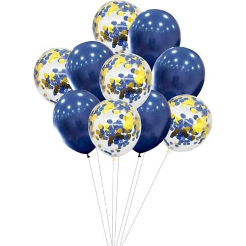 10pcs Navy Blue Confetti Balloons Sets 12inch Latex Chrome Gold Confetti Air Balls Wedding Baby Shower Birthday Party Decoration