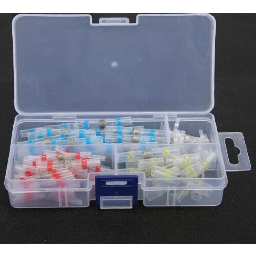 100Pcs Solder Butt Sleeve Heat Shrinkable Waterproof Terminals Electrical Wire Connector Solder Seal Ring Electrical Solder