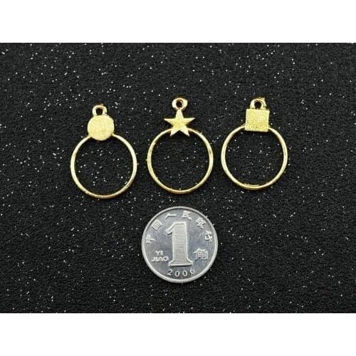 20 pcs/lot Frosted round square star earrings border Metal Frame Gold Charm Bezel Setting Cabochon Setting UV Resin Charm