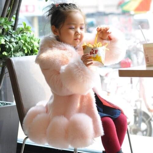 2021 Baby Girls Long Sleeve Winter Wedding Faux Fur Brand Fur Coat for Girls Formal Soft Party Coat Kids Wedding Outwear
