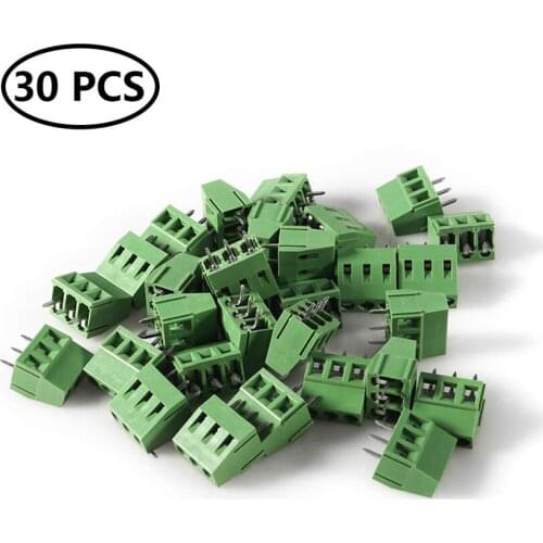 30pcs 3P 5.00mm Pitch 3Pin PCB Mount Screw Terminal Block for Arduino Socket Strips Connector Assortment Kit