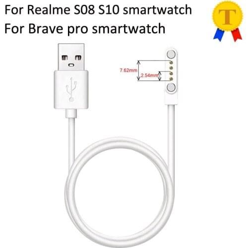 4pin 7.62mm Smartwatch Magnetic Charging Cable USB Cord For Realme S08/S10/Brave Pro Smart Watch Charger Cord 100% Universal
