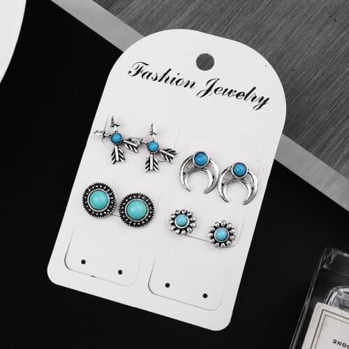 4 Pcs/set Women Boho Retro Totem Pine Arrow Stud Earrings For Female Jewelry Ear Gift