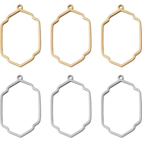 5pcs/lot Hollow Stainless Steel Geometric Open Bezel Frame Charms Pendants for DIY Connectors Earring Necklace Jewelry Making