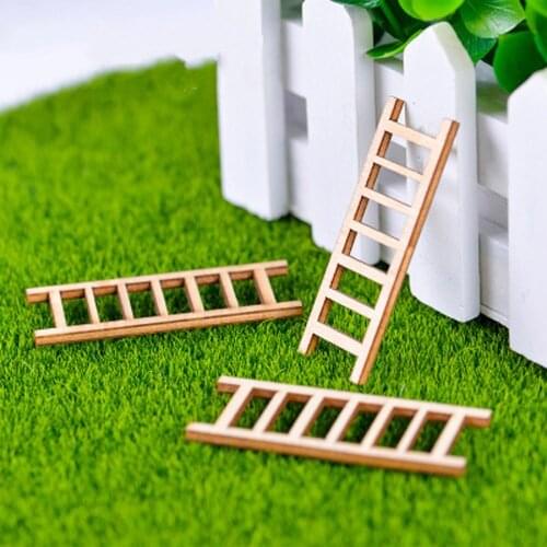 5Pcs Mini Wooden Step Ladder Micro Landscape Multifunction Moss Potted Plant Decor Fairy Dollhouse Childrens Gift