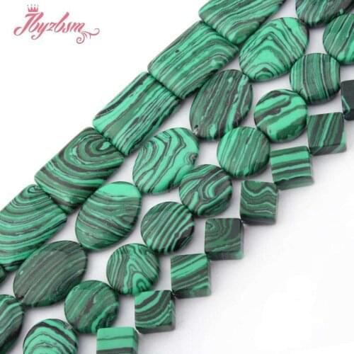 8,12,13x18mm Mixed Shape Beads Manmade Green Malachite Stone Beads For DIY Necklace Bracelet Jewelry Making 15" Free Shipping