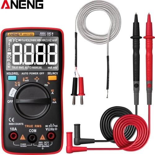 ANENG AN113D Digital Multimeter 6000 counts electrical meter transistor tester Auto Rang AC/DC voltage process calibrator