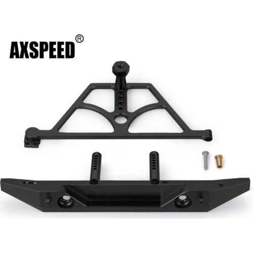 AXSPEED Metal Front Bumper Anti-Collision with Spare Tire Carrier Rack for Axial SCX10 1/10 RC Crawler Car Truck Upgrade Parts