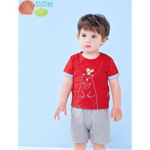 Bornbay 2 Pieces baby clothes set cartoon summer short sleeve t-shirt+pants suit soft cotton breathable print for boys clothes