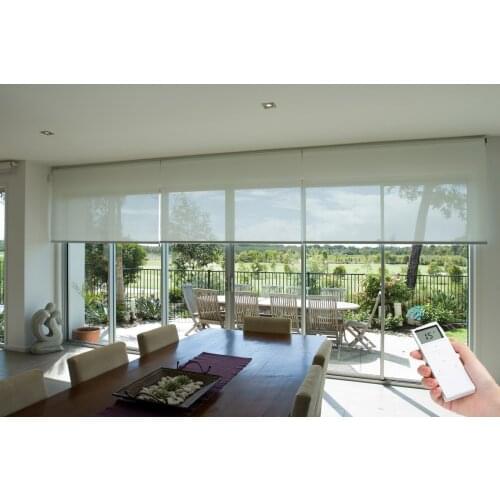 Electric Roller Blinds Motorized 60% Blackout Shades Flame Retardant Fabric Drill System Windows Curtain for Office Home