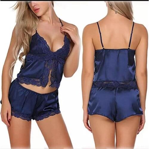 Hot Sexy Lace Sling Split Home Service Womens Sleepwear Europe And The United States New Sexy Suit Wholesale Black Blue Green