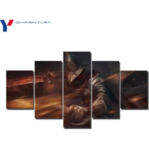 Dark Souls 3 Watchers 5 Panels Canvas Wall Art Game Print Poster for Living Room Home Decor A0124