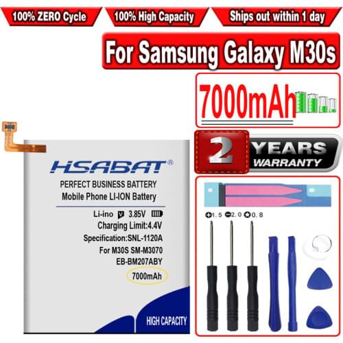 HSABAT 6500mAh EB-BM207ABY High Capacity Battery for Samsung Galaxy M30s SM-M3070 Smart Phone