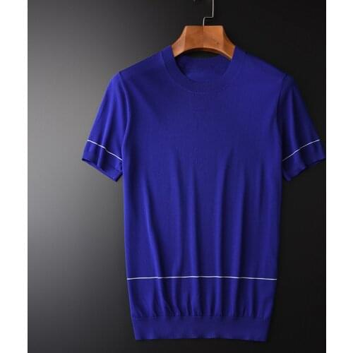 Summer Mens Luxury Knitted Short Sleeve Plus Size 3XL 4XL solid color round collar Man T-shirts