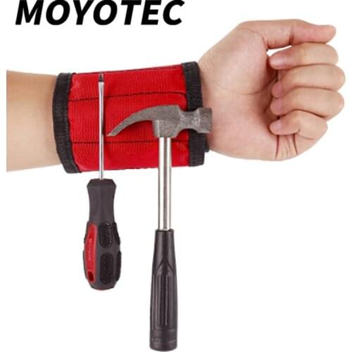 MOYOTEC Magnetic Wristband Tool Bag Adjustable Wristband Wrist Magnet Tool Repair Kit Scissors Tool Storage for Home Accessories