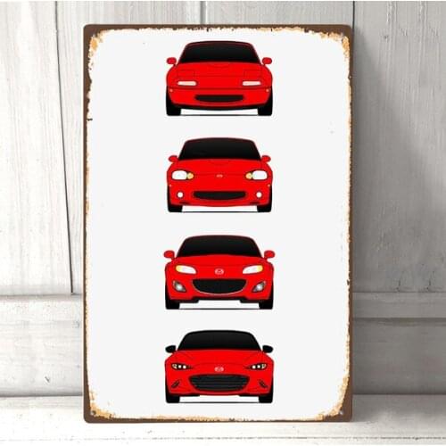 Mazda Miata Generations Car Auto Vintage Retro Metal Tin Sign Metal Sign Pin Up Metal Decor Metal Art Wall Sign