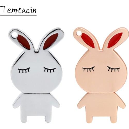 Cute Mini Metal Rabbit USB Flash Drive 256GB 128GB 64GB 32GB 16GB 8GB 4GB Pen Drive Pendrive Animal USB Flash Memory Stick