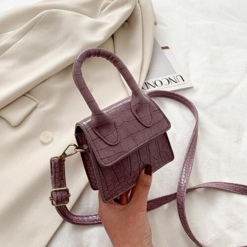 Mini Tote Bag Crocodile Pattern Flip Messenger Crossbody Bag Female Simple Shoulder Bag Small Square Lady Handbag 2020 New