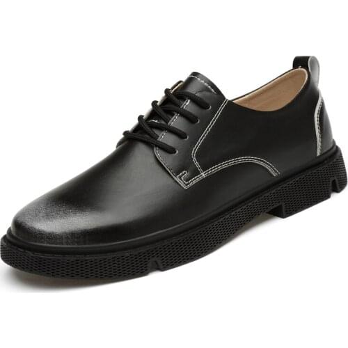 Men leather shoes fashion casual mens shoes trend business Genuine leather shoes wear-resistant Outdoor Driving Work Shoes