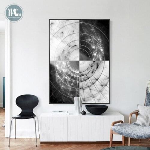 Nordic Black and white circle wall art Canvas Painting posters Prints Abstract art Picture for Living Room Morden Home Decor