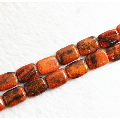 Orange Red Phoenix Stone Chrysocolla 13x18mm Rectangle Shape New Fashion Women Charms Diy Jewelry Hot Sale Loose Beads 15" B346