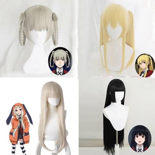 Kakegurui Compulsive Gambler Cosplay Wigs Runa Yomozuki Ririka Momobami Heat Resistant Cosplay Wig + Wig Cap