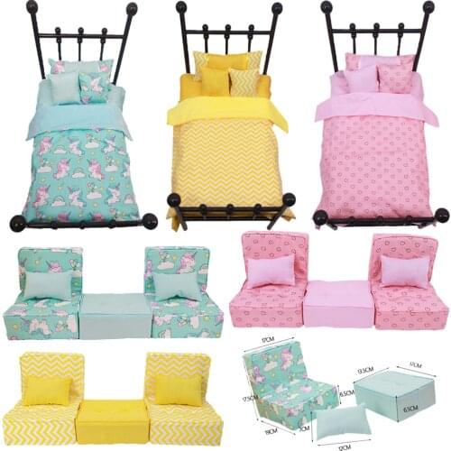 5/10Pcs Dollhouse Bed Sheet Sofa Suit Fit 18Inch American&43CM New Born Reborn Baby Doll Clothes,Our Generation,Gifts For Girl
