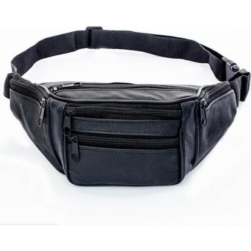 NEW Black PU Leather Fanny Pack Mens Waist Belt Bag Women Money Purse Hip Pouch Travel Sport Waist Pack /BY