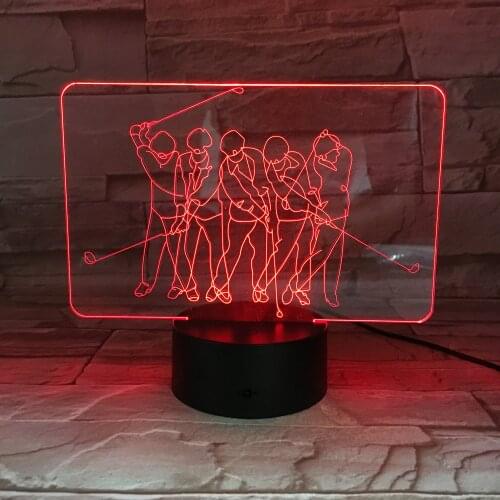 Golf Player Playying Touch Table Lamp 7 Colors Changing Desk Lamp 3D Lamp Novelty Led Night Lights USB Light Dropship 3D-697