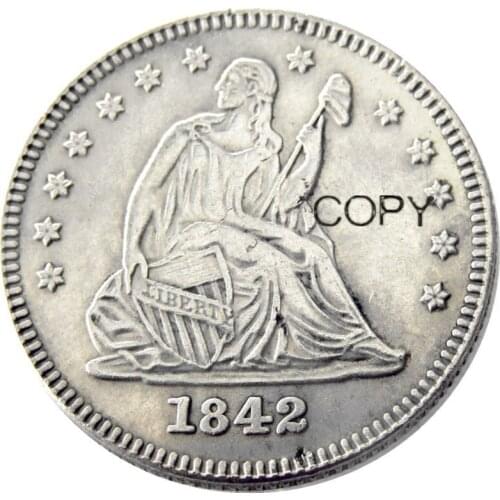 USA 1842 1842-O Seated Liberty Quarter Dollars Different Mint Silver Plated 25 Cents Copy Coin