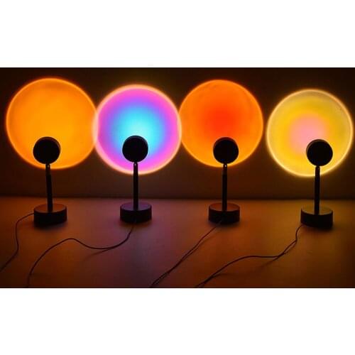 Sunset Lamp Rainbow Atmosphere Led Projector Night Light for Home Bedroom Coffe shop Background Wall Decoration USB Table Lamp