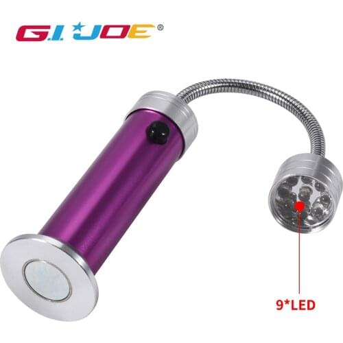 GIJOE led work light bendable work lamp aluminum alloy case waterproof use 3*AAA battery 9*led bulbs magnetic camping light
