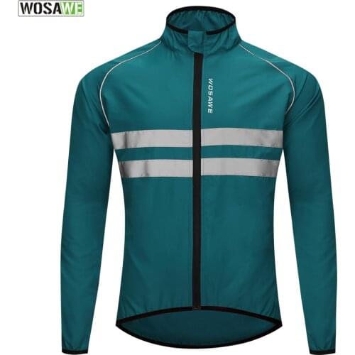 Reflective Cycling Windbreaker Mens Cycling Jacket Waterproof Windproof Bicycle Wind Coat MTB Jacket Blue/Black/Orange/Green