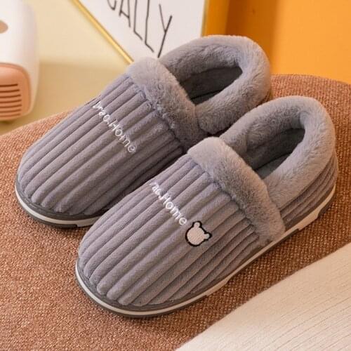 Soft Foam Slippers For Men Winter Warm Plush Home Slippers Women Flip Flops Man Shoes Bedroom Couple Flat Indoor Mans Shoe