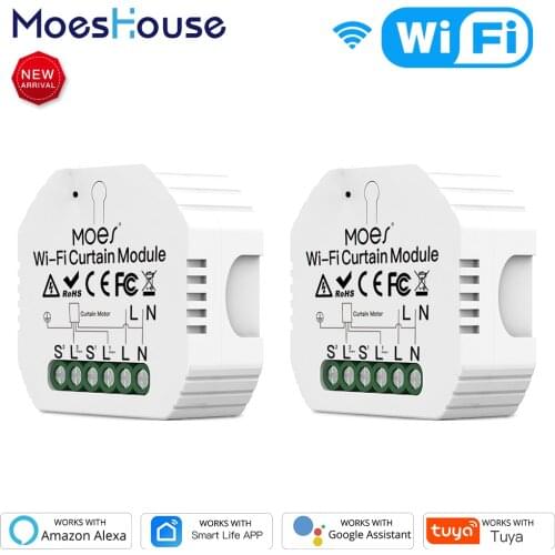 WiFi Mini Smart Curtain Switch Module Roller Blinds Shutter Motor Smart Life Tuya APP Remote Control Work with Alexa Google Home