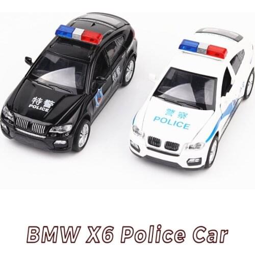 High Simulation 1:32 X6 Police Alloy Metal Cars Toy Pull Back Flashing Music Diecast Coupe Model Car Toys for children gifts