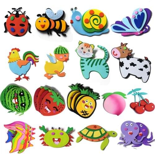 XICC DIY EVA Foam Animal Fruit Bee Sting Butterfly Felt DIY Pack Kindergarten Decoration Primary School Classroom Wall Stickers