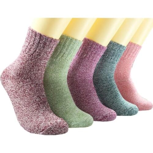 Japanese Harajuku Warm Womens Socks In The Tube Female Socks Knitted Solid Color Breathable Cotton Sock 5 Pairs of A Pack