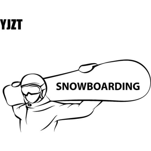 YJZT 17.8CM*8.5CM Snowboarding Extreme Sports Snowboarder Fashion Car-Styling Stickers Decals Motorcycle Black/Silver C31-0068