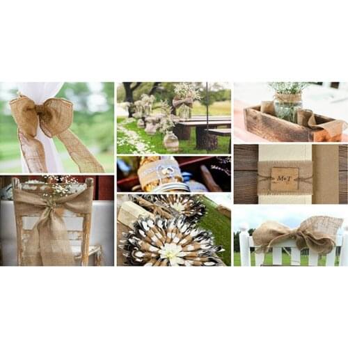 10M Burlap Ribbon Roll Wedding Bride DIY Handmade Jute Belt Christmas Decor