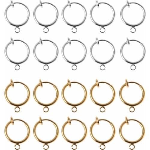 10Pcs DIY Clip On Earring Converters Non-pierced Ear Round Hoops Jewelry Finding
